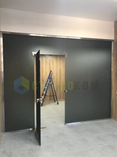 Перегородка в офис на зажимном профиле 40 мм