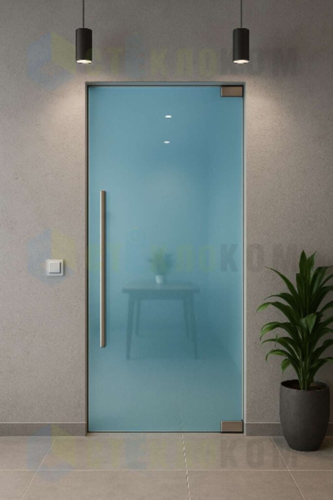 Стеклянная дверь для магазина или офиса, с доводчиком и фурнитурой