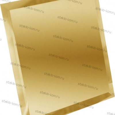 Зеркальная плитка с фацетом золотая квадрат 10mm ST-02 20х20