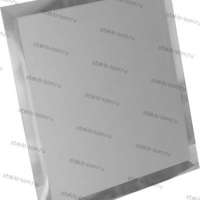 Зеркальная плитка с фацетом серебро матовая квадрат 10mm ST-02 25х25