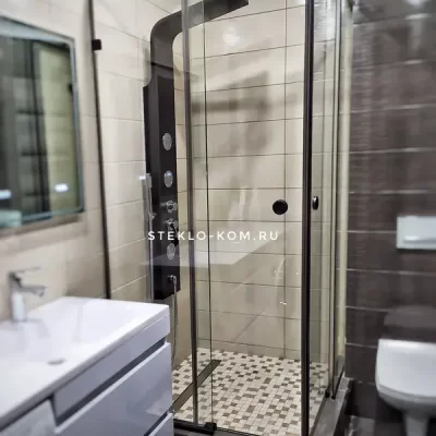 Черная душевая дверь раздвижная Stk-b 05