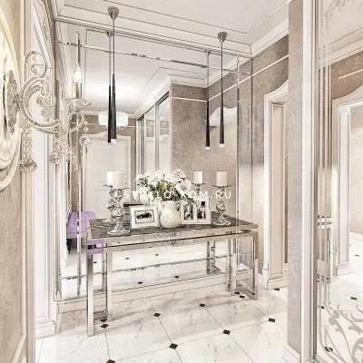 Зеркальная стена в прихожей