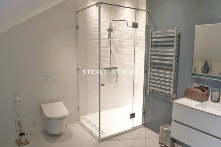 Угловая душевая из закаленного стекла