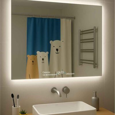 Парящее зеркало с подсветкой и подогревом для ванной комнаты Parus