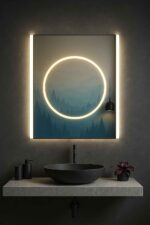 Зеркало SIMVOL с фронтальной и парящей LED-подсветкой для ванной комнаты