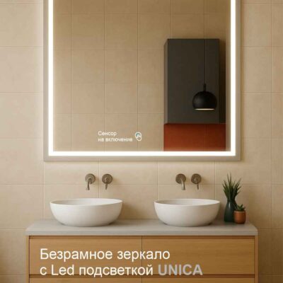 Зеркало с подогревом UNICA, зеркало с подсветкой от компании Стеклоком