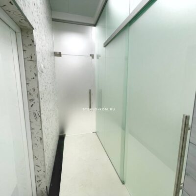 Распашная стеклянная дверь с доводчиком