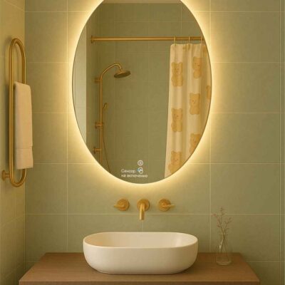 Овальное зеркало с парящей подсветкой для ванной комнаты OVAL