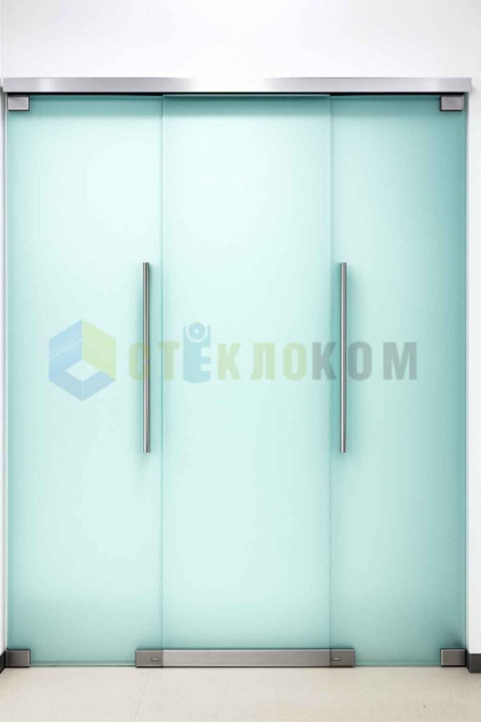Стеклянная перегородка с распашной дверью