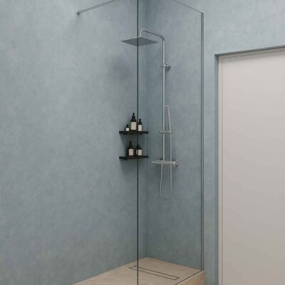 Перегородка в душ из стекла с хромированной фурнитурой