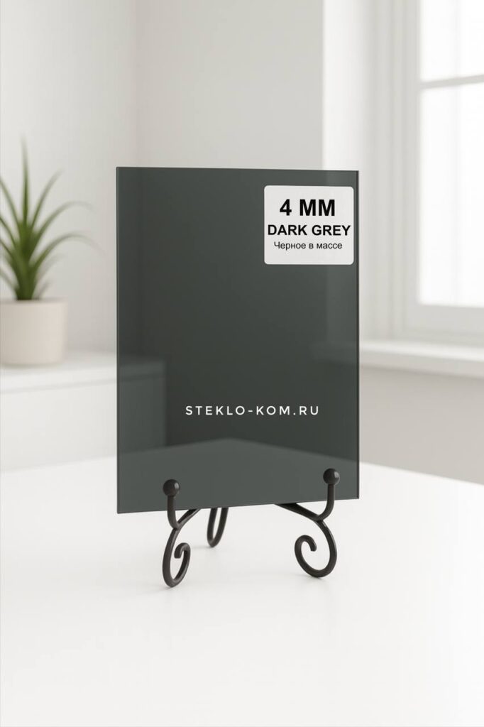 Черное в массе стекло 4 мм для фасадов и интерьера