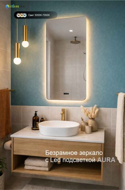 Прямоугольное зеркало с LED подсветкой 100×70