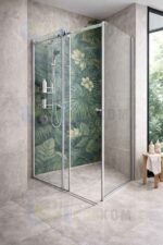 Угловая кабина с раздвижными дверями