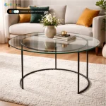 Круглая стеклянная столешница для журнального стола в прозрачном стекле