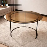 Круглая стеклянная столешница для журнального стола в тонированном стекле бронза