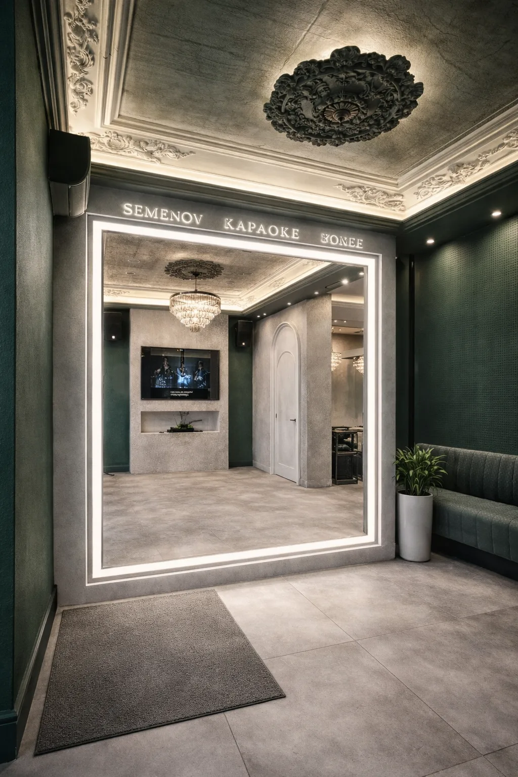 Зеркало с подсветкой 200 х 200 см в караоке клуб Зеркало 200х 200 с led подсветкой